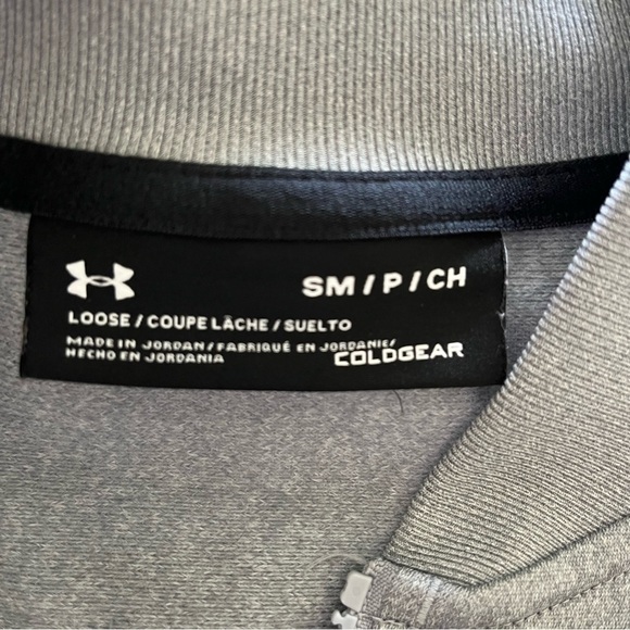 Under Armour Cold Gear Full Zip Collarless Jacket Pockets Gray Size Small FLAW - Picture 4 of 7